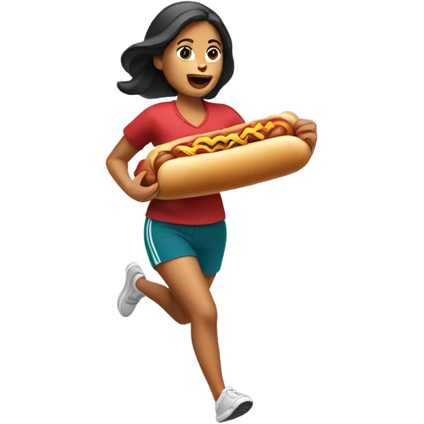 Mexican woman running with a hotdog  emoji