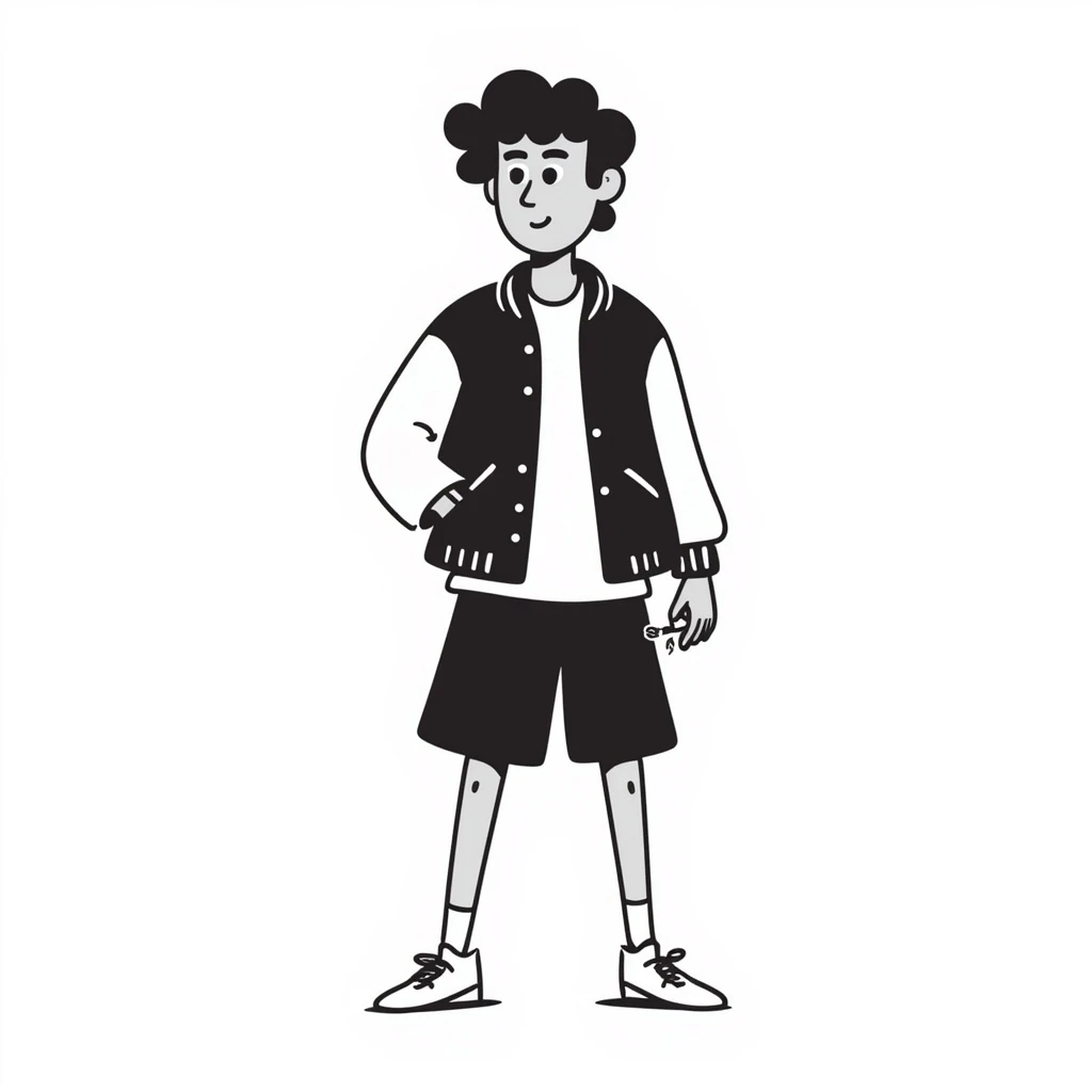 jock with a cigarette, hand-drawn doodle style emoji