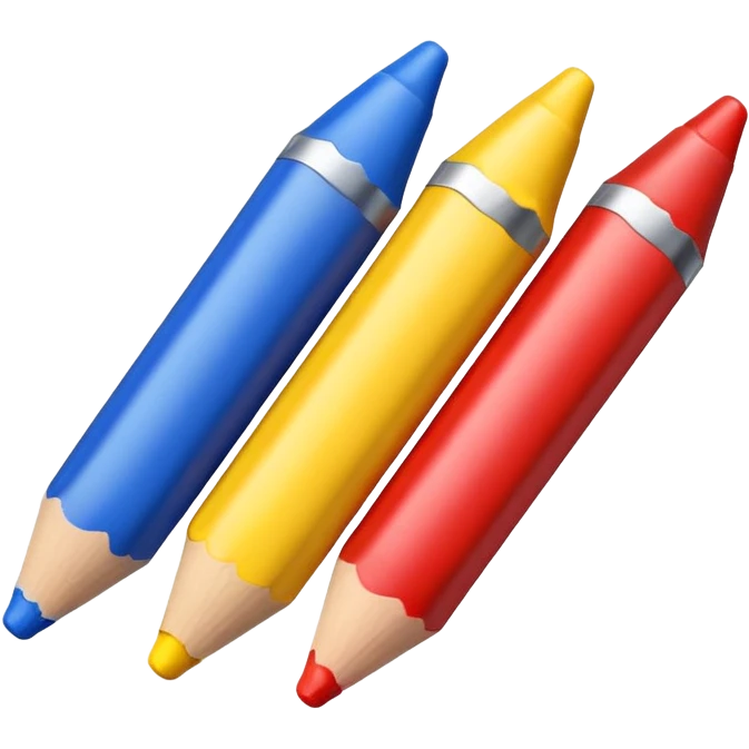 three crayons in different colors emoji