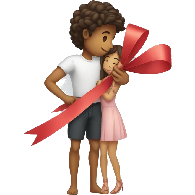 A man tying ribbon on his girl emoji