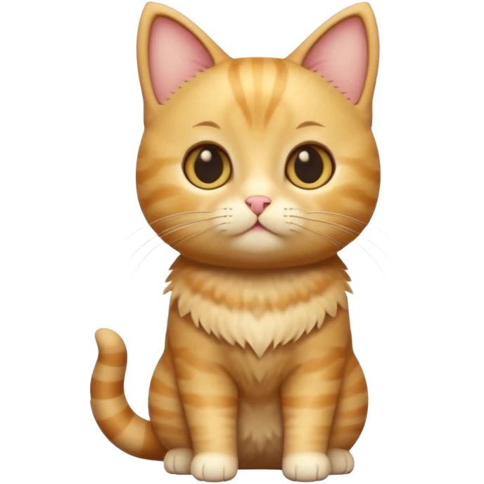 A 3D cartoon golden tabby Munchkin cat with short legs, wide eyes, and warm fur pattern, cinematic lighting, Memoji-style rendering.. full body or half body. emoji