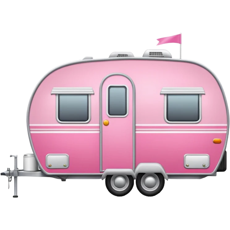 Realistic portable pink and gray camping trailer isolated.    emoji