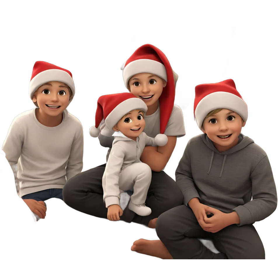 smiling boys in santa hats emoji