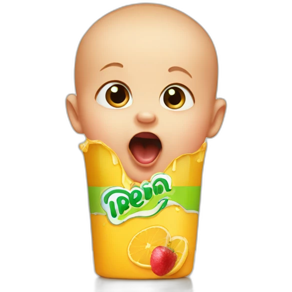 Baby screaming at juice box emoji