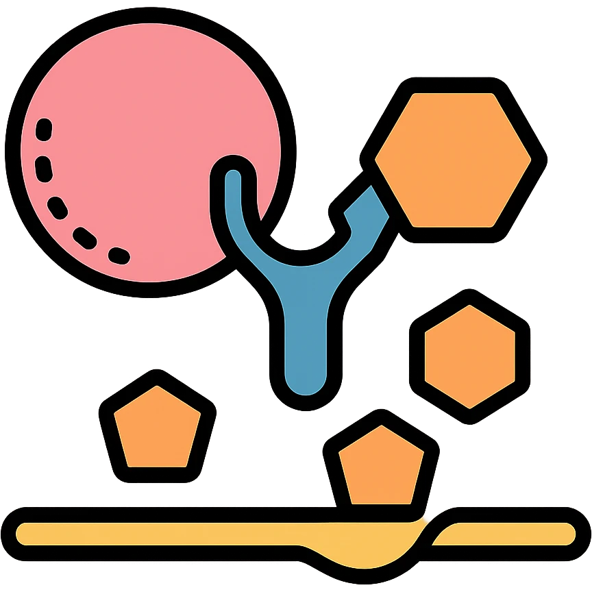 Ultra-detailed illustration of enzyme digestion: amylase breaking starch into sugars near a cell membrane. Clean white background, no text. Scientific but simple emoji