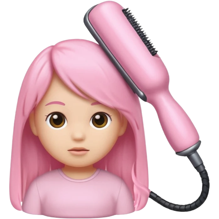 A baby pink color with hair iron in iOS emoji style, 3D icon, plastic texture, soft reflection, minimalist design. emoji