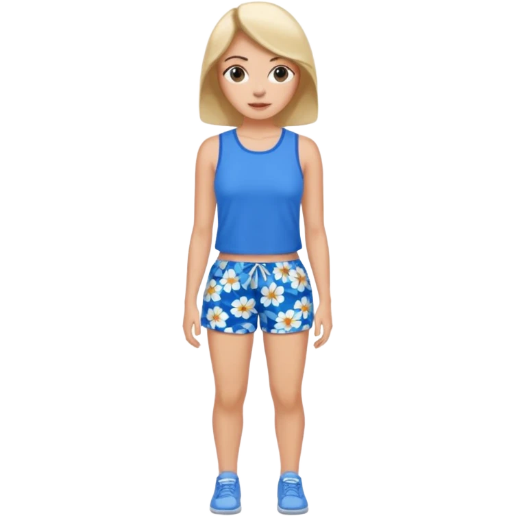 Blue floral shorts women emoji