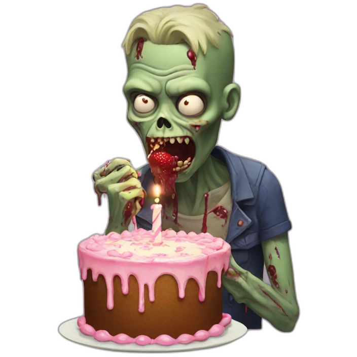 Zombie eating a birthday cake emoji