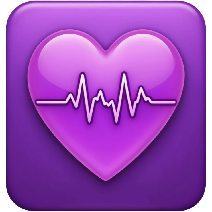 heart pules tech with the pules symbol in the middle, make the hart dark purple. dark outline emoji