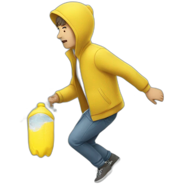 man dropping yellow water downside emoji