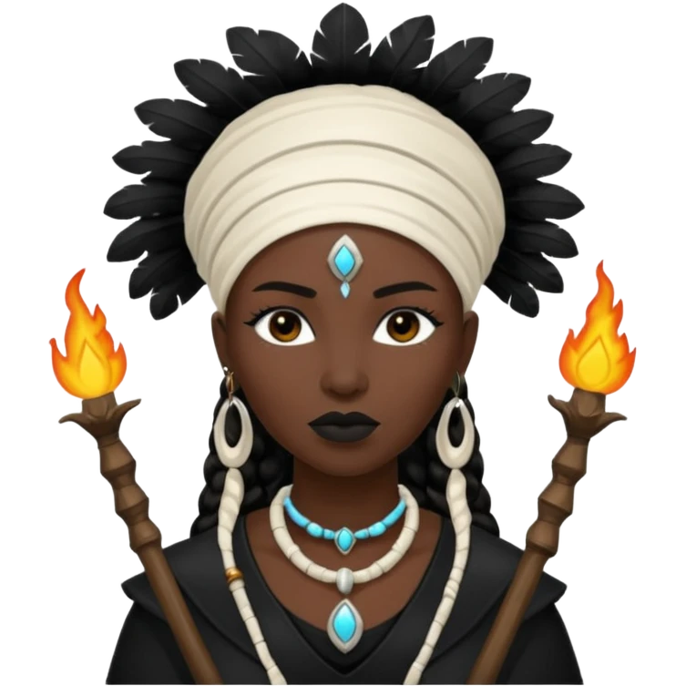 white shaman woman black clothes black accesories  emoji