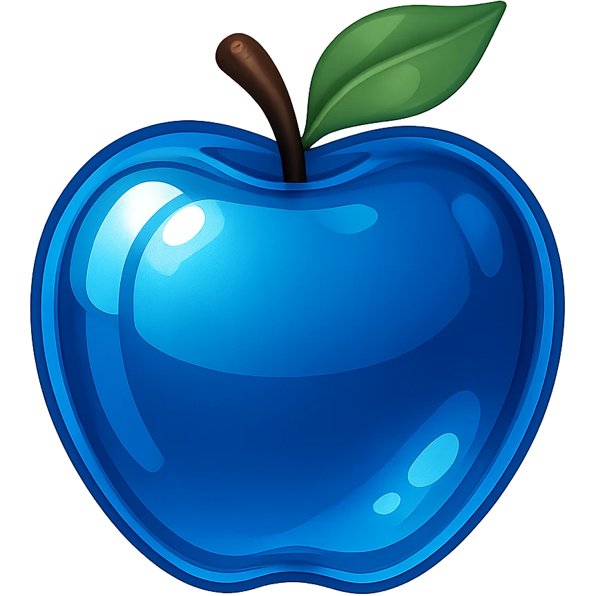 Make the blue part more vibrant and glass glossy, no symbols, no sword, in apple emoji style. emoji