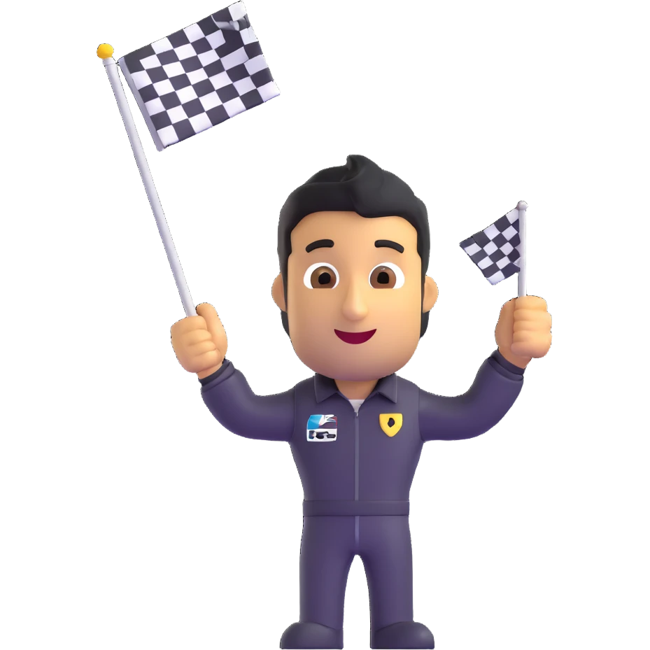 Daniel Ricciardo emoji with a checkered flag emoji