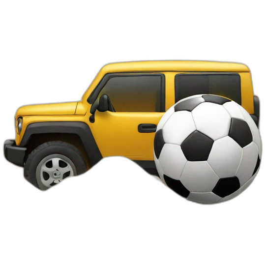 4x4 sand car playing with a soccer ball emoji
