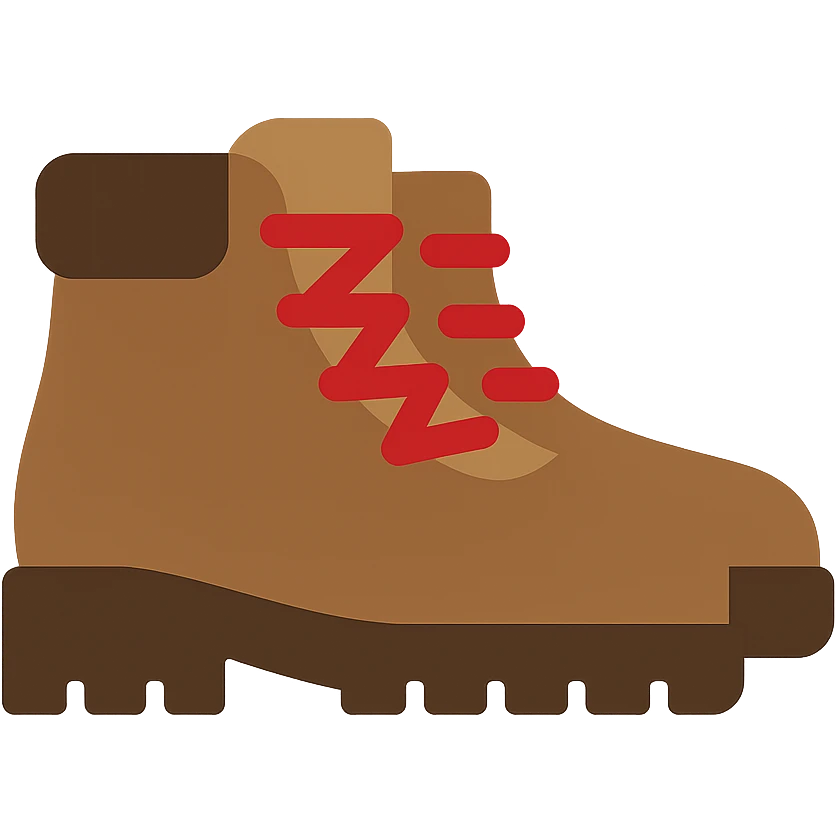 brown hiking boots with red laces, flat  emoji