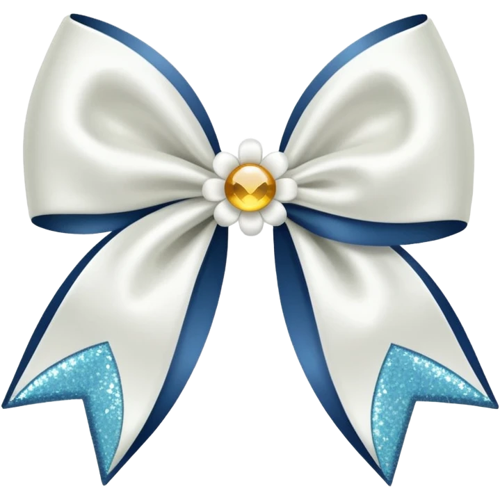 white flower bow with glitter emoji