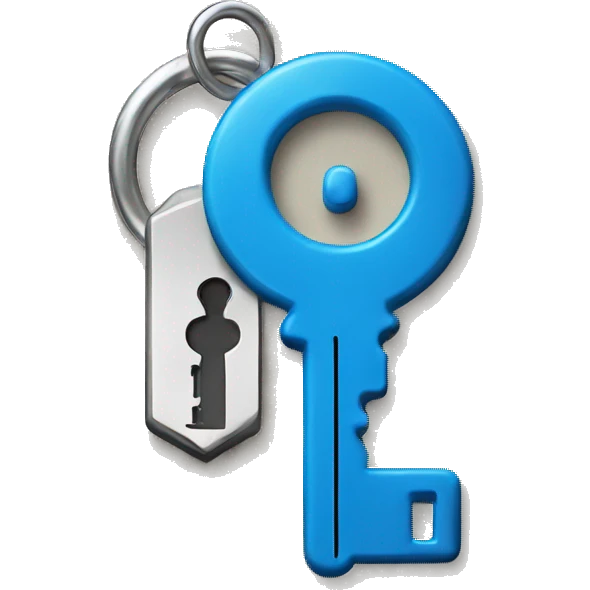 Blue button with a key  emoji