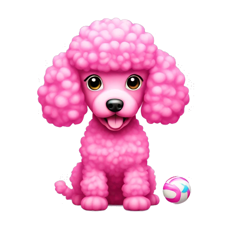 Pink poodle with bubblegum  emoji