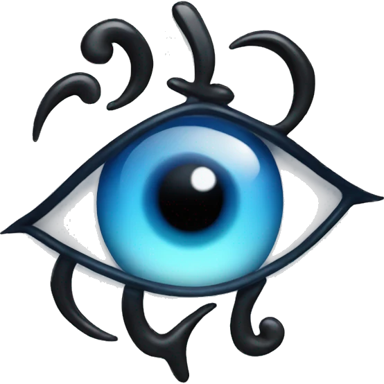 misterious eye in black blue color with symbols emoji