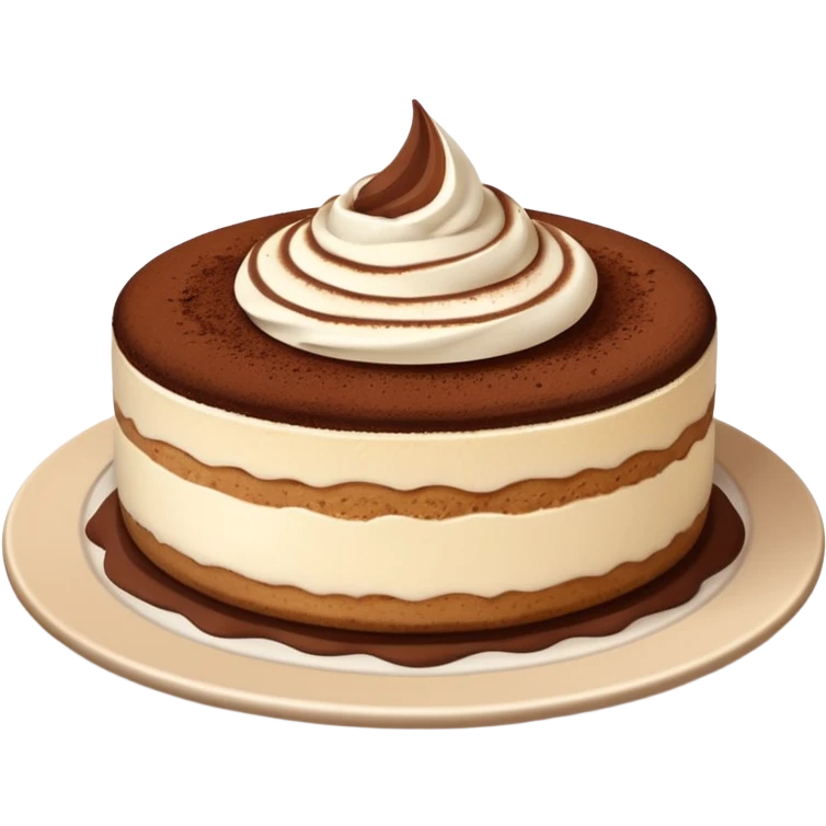 Tiramisu cheesecake with cream on a beige plate emoji