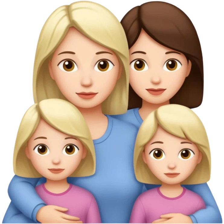 Mother with three daughters below her  emoji