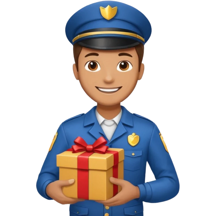 man courier holding gift box emoji