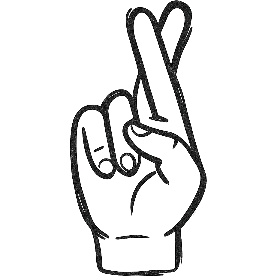 simple and clear icon of a hand showing the letter R in American Sign Language with index and middle fingers crossed, palm facing forward emoji