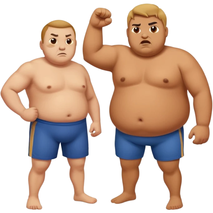 Fat man fighting with a skinny man emoji
