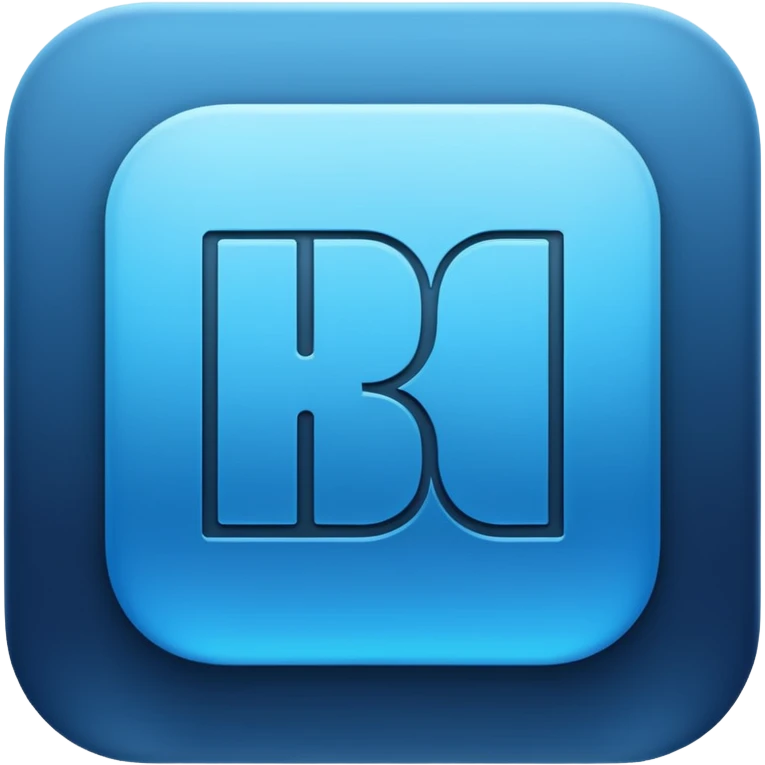 Emoji-style icon of 'DBC' in bold uppercase letters, blue gradient colors, modern and minimal design, tech/gaming aesthetic, transparent background emoji