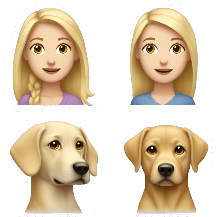 a white girl with blonde hair and a yellow lab emoji