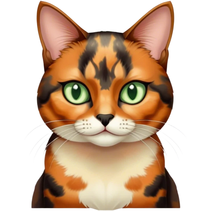 Tortoiseshell color cat with sage green eyes emoji