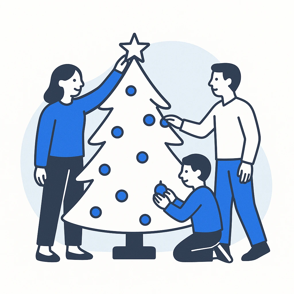 people decorating a Christmas tree emoji