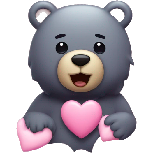 Bear with pink hearts, stars and resents floating around it emoji