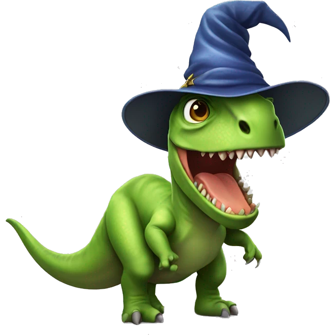 dinosaur with wizard hat emoji