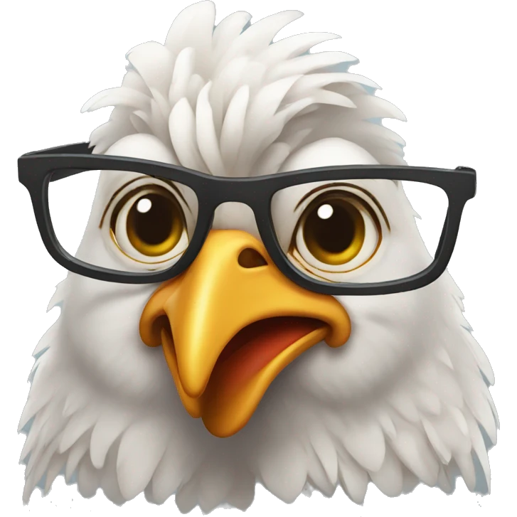 Chicken wearing glasses emoji