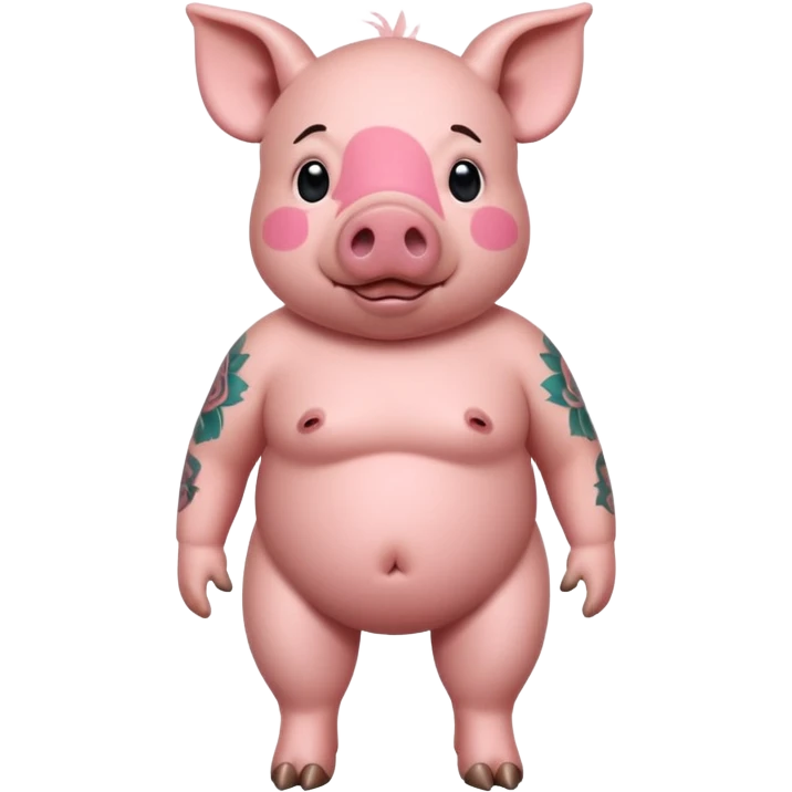 full body of pig having tattoo, front view emoji
