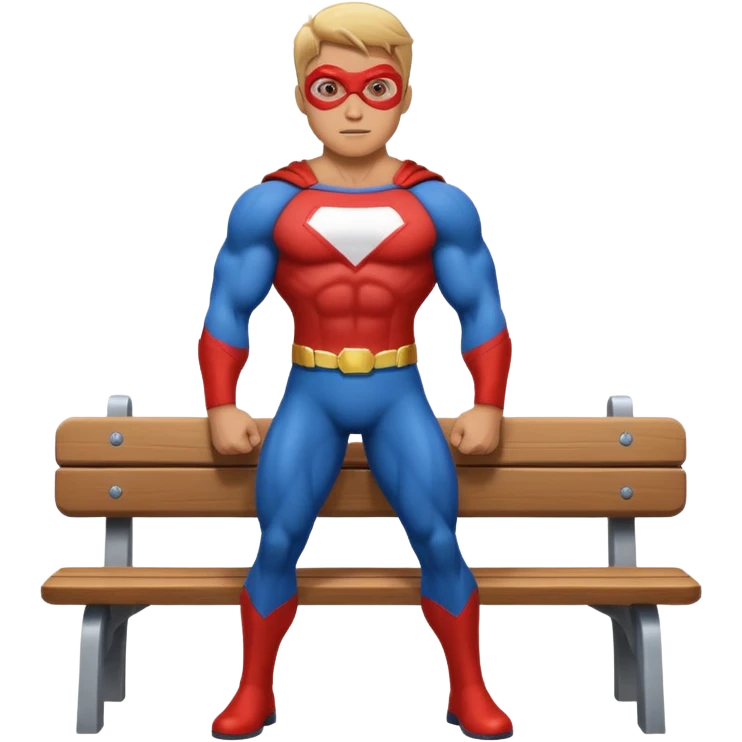 superhero standing next to a bench emoji