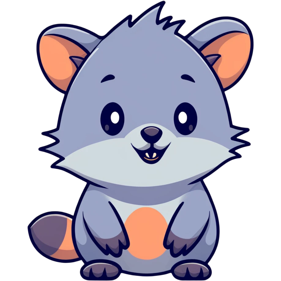 goth possum wearing a spiked collar, moody expression emoji