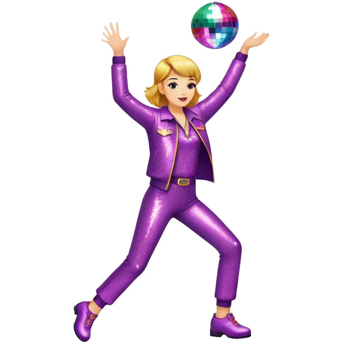Face throwing up glitter riding a disco ball but make it extra camp emoji