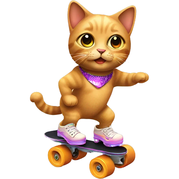 Disco cat on roller skates  emoji