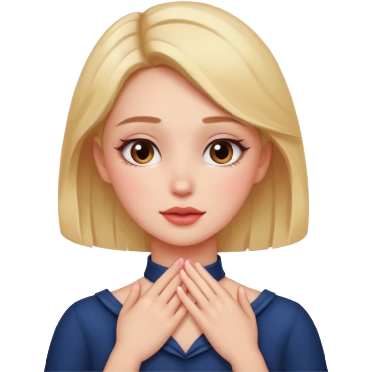 girl with hands on her neck, blushing emoji
