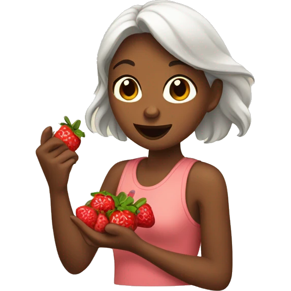Tan girl eating berries  emoji