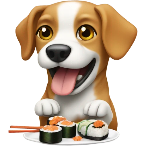 Dog eating sushi emoji