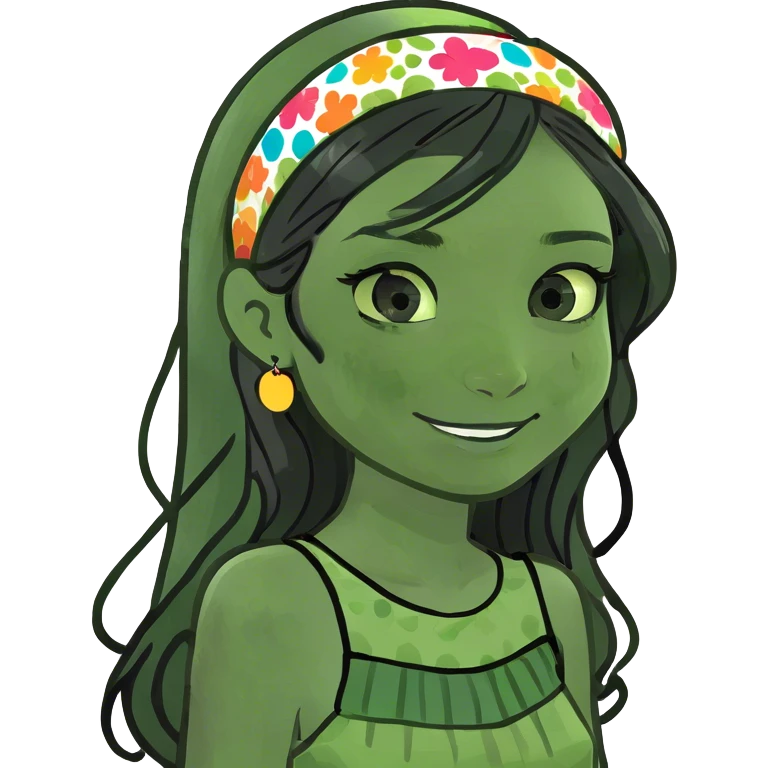 Girl with black long hair & dimples  emoji