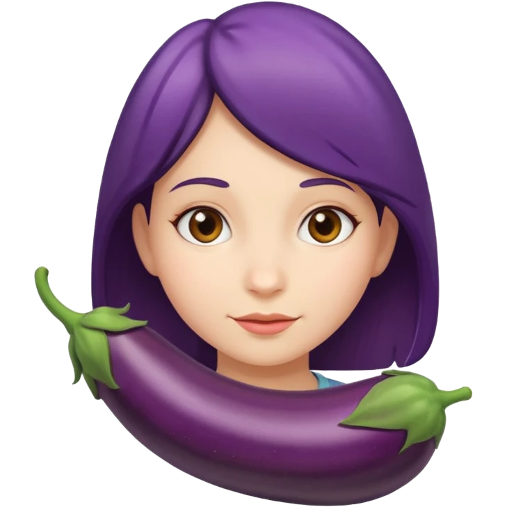 Girl with egg plant emoji