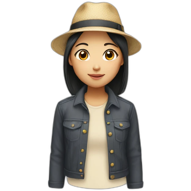 A Asian girl wear a hat emoji