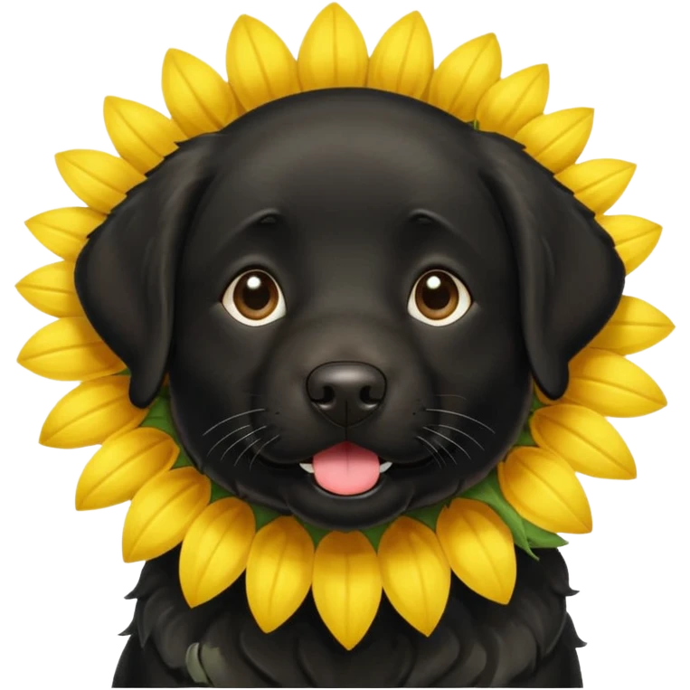  Black Labrador retriever and sunflower  emoji