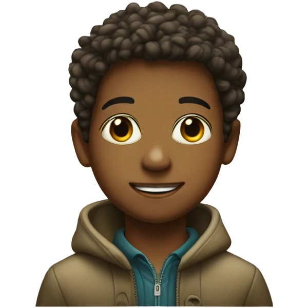 portrait of boy by christmas tree emoji