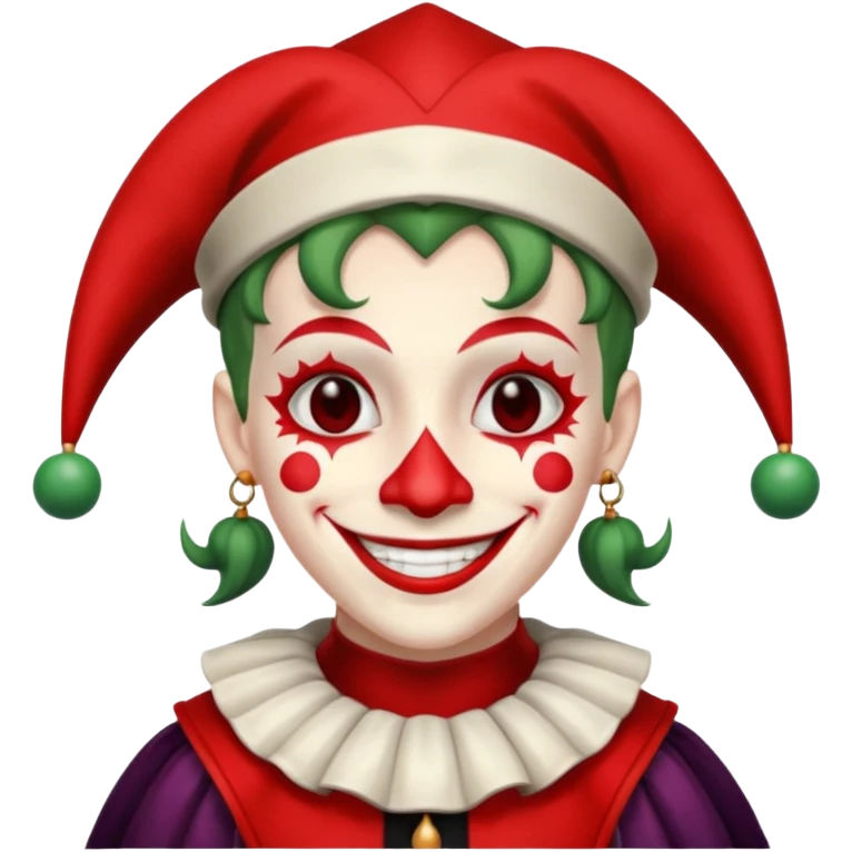 Jester, black and red and white emoji