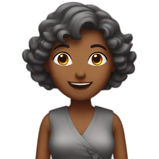 A woman greets emoji